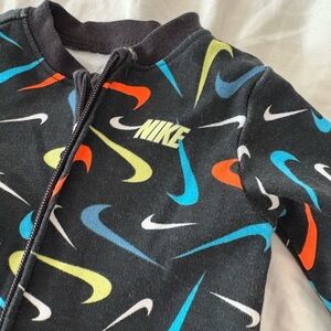 Nike Kids Footie - Black with Multicolor Swooshes